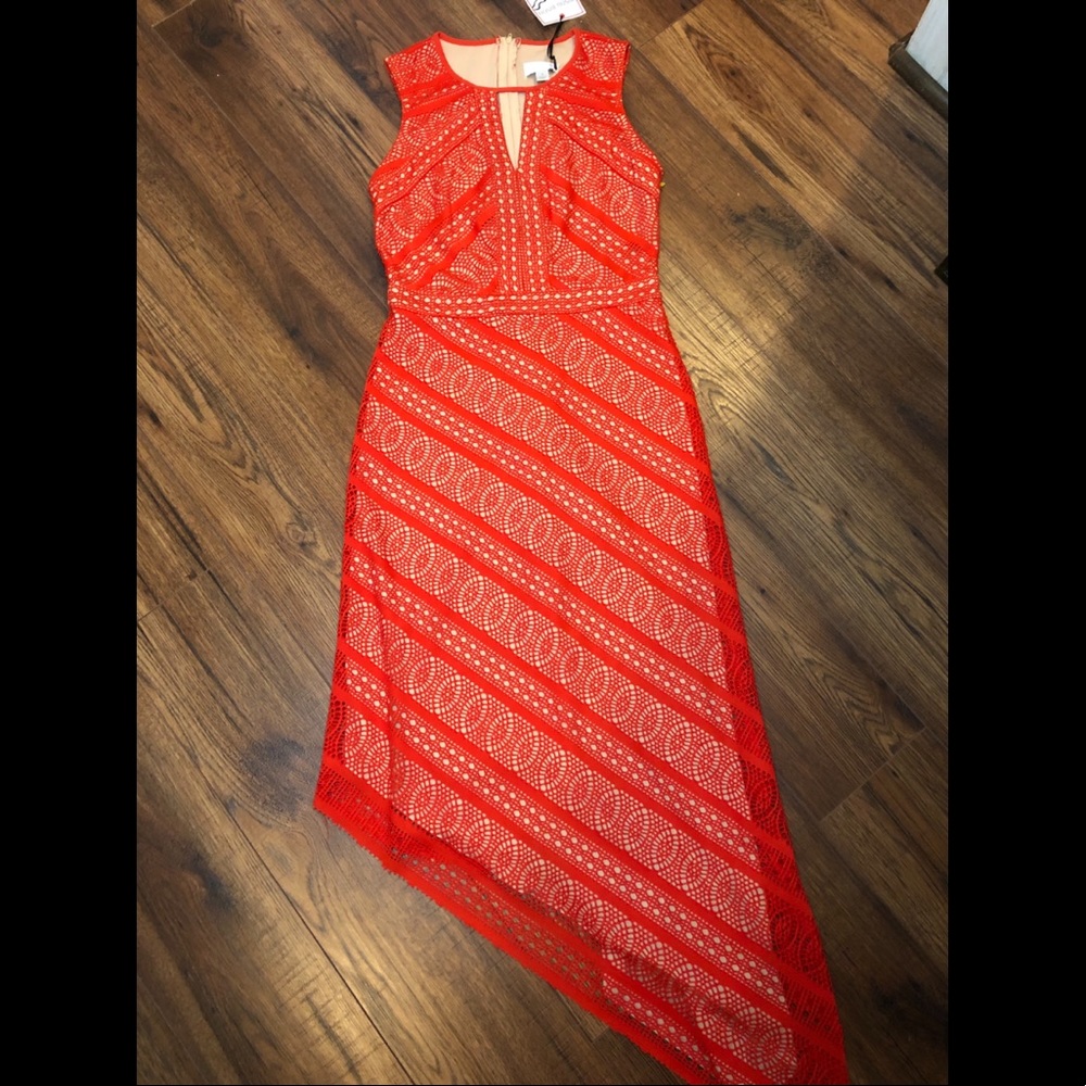 Bisou Bisou Red-orange sleeveless dress
